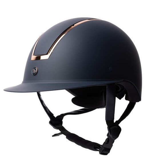 Kask jeździecki z szerokim daszkiem Horze Altitude w kolorze granatowym z rosegold