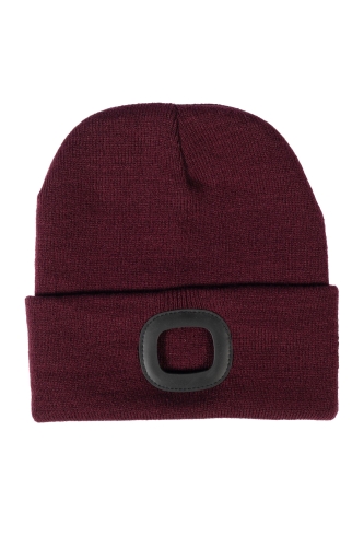 HKM czapka z latarką HONEY wine red