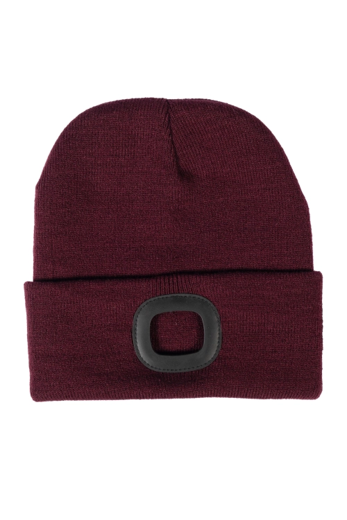 HKM czapka z latarką HONEY wine red