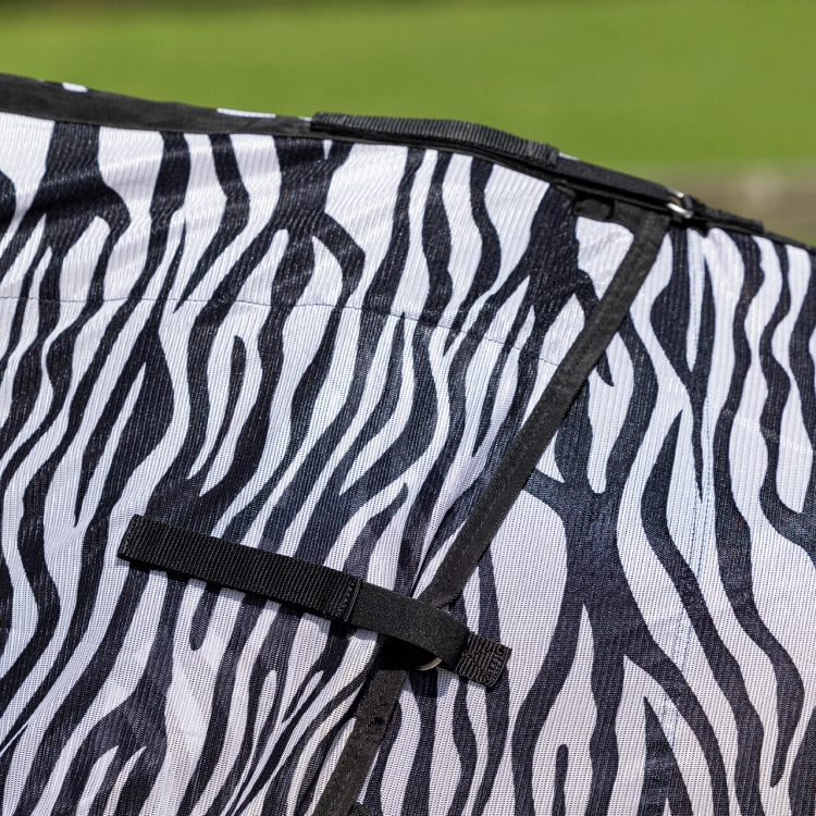 Derka przeciwko owadom z kapturem i klapą na brzuch QHP zebra na koniu