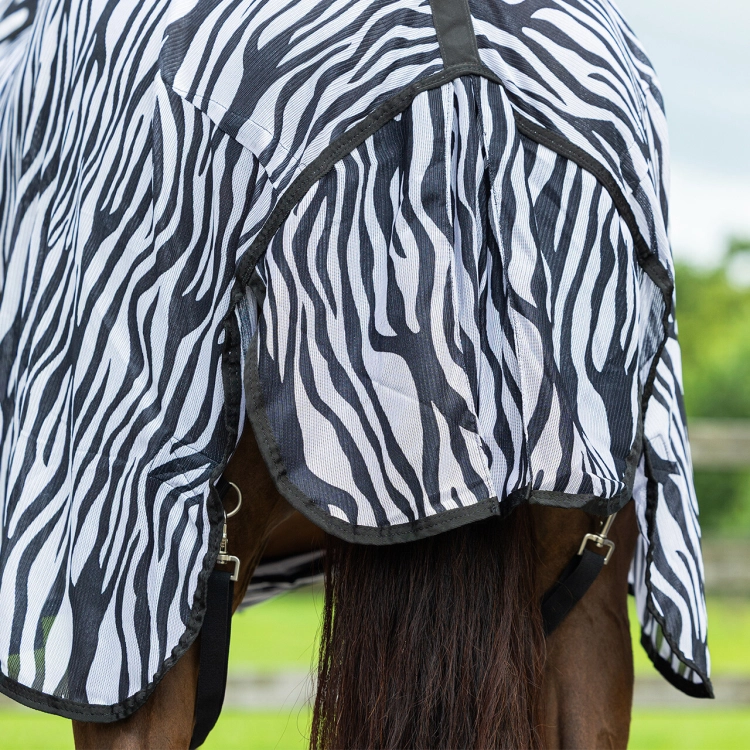 Derka przeciwko owadom z kapturem i klapą na brzuch QHP zebra na koniu