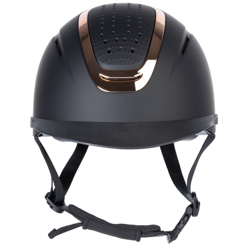 Kask jeździecki z wąskim daszkiem Harry's Horse Mont Denali II w kolorze czarnym z elementami rosegold