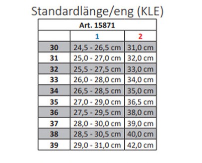 Oficerki jeździeckie dla dzieci HKM Junior Glam Lace standard - tabela rozmiarów