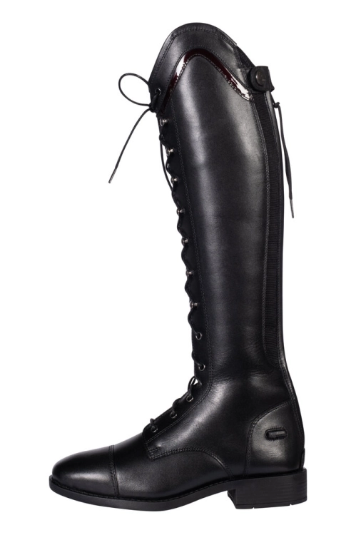 Oficerki jeździeckie juniorskie z szeroką cholewką HKM Junior Glam Lace widoczne z boku
