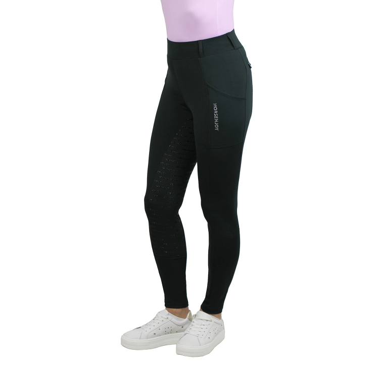 Legginsy do jazdy konnej damskie na lato Horsenjoy Born To Ride w kolorze czarno-szarym