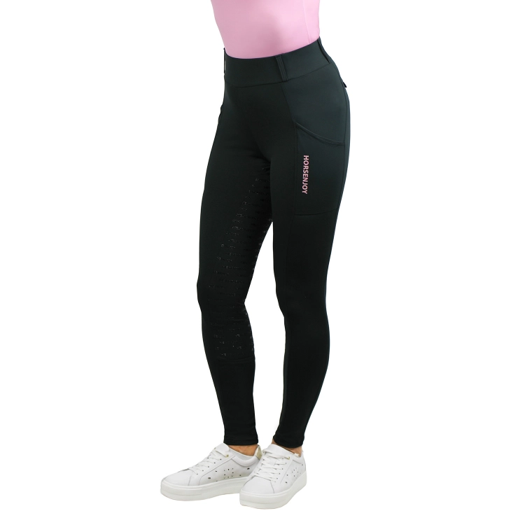 Legginsy do jazdy konnej damskie na lato Horsenjoy Born To Ride w kolorze czarno-różowym