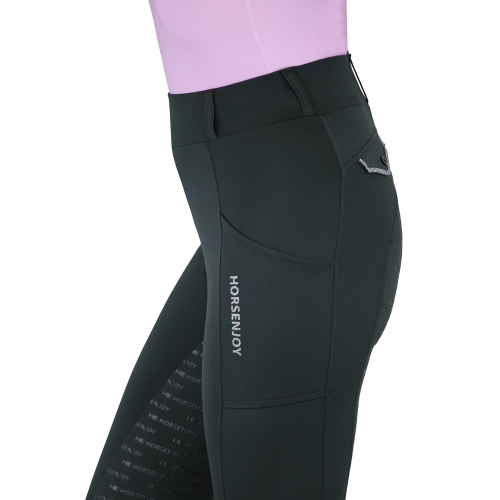 Legginsy jeździeckie dziecięce na lato Horsenjoy Born To Ride w kolorze czarno-szarym