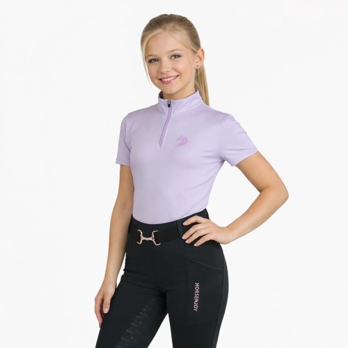 Bluzka jeździecka dziecięca Horsenjoy Junior Born To Ride w kolorze fioletowym