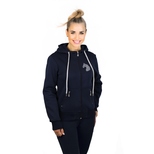 Bluza jeździecka damska Horsenjoy Born To Ride zipper w kolorze granatowym