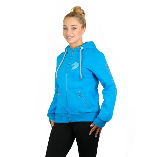 Bluza jeździecka damska Horsenjoy Born To Ride zipper w kolorze turkusowym