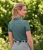 Skórzany pasek do spodni ELT Gemma Polo w kolorze miętowym na modelce z tyłu