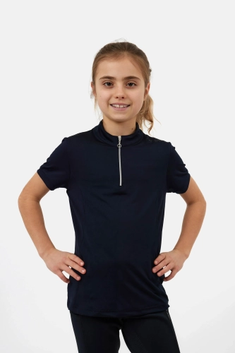 Bluzka jeździecka dziecięca Horze Junior Mina w kolorze granatowym
