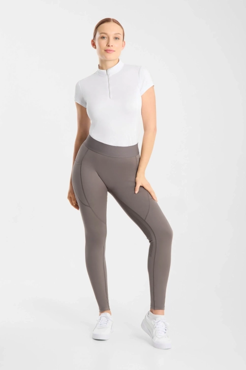 Legginsy jeździeckie  damskie Horze Maia w kolorze driftwood widoczne z przodu