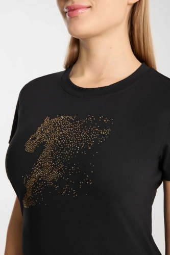 T-shirt jeździecki damski Horze Kathrin w kolorze czarnym