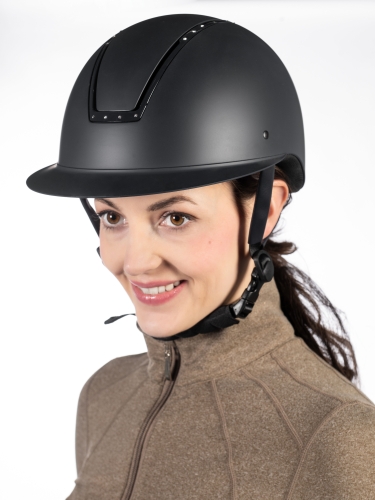 Czarny kask jeździecki HKM Lady Shield Diamond