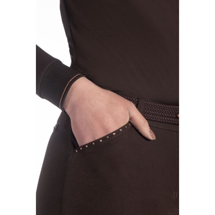 Bryczesy z lejem silikonowym HKM Glamour Rosegold w kolorze brown