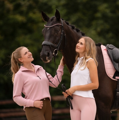 Koszulka jeździecka polo na lato HKM Catherine w kolorze białym