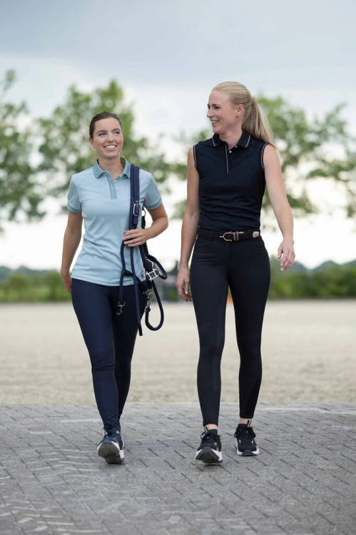 Koszulka jeździecka polo bez rękawów HKM Catherine w kolorze czarnym