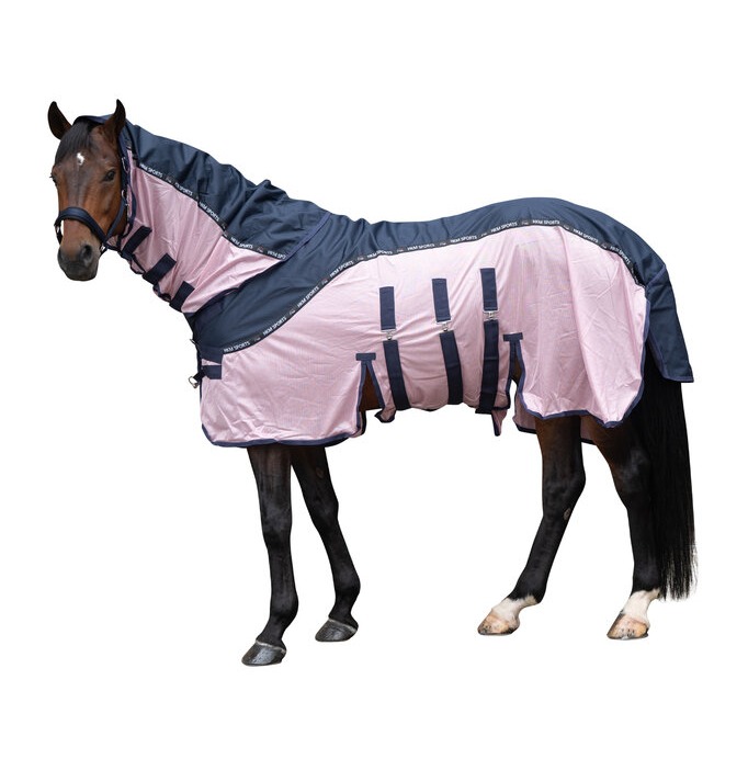 Derka siatkowa przeciwdeszczowa HKM Comfort Rain w kolorze granatowo-różowym