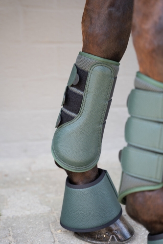 Kalosze i ochraniacze dla konia HKM Comfort Premium w kolorze khaki