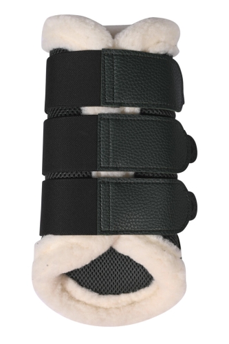 Ochraniacze dla konia z futerkiem HKM Comfort Premium Mesh Fur w kolorze khaki