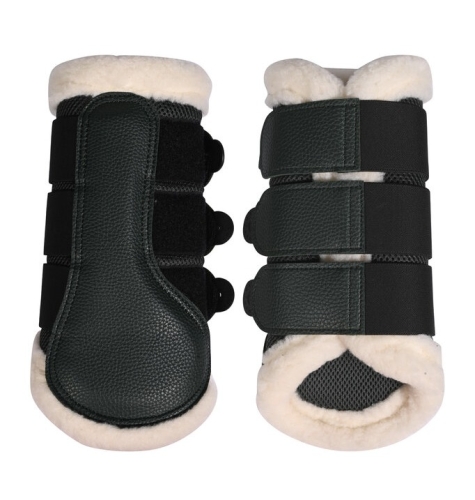 Ochraniacze dla konia HKM Comfort Premium Mesh Fur w kolorze khaki