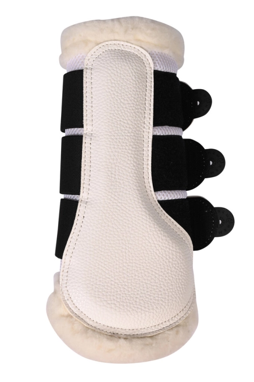 Ochraniacze dla koni HKM Comfort Premium Mesh Fur w kolorze białym