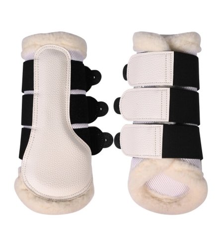 Ochraniacze dla konia HKM Comfort Premium Mesh Fur w kolorze białym