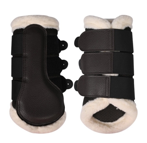 Ochraniacze dla konia z futerkiem HKM Comfort Premium Mesh Fur w kolorze brązowym
