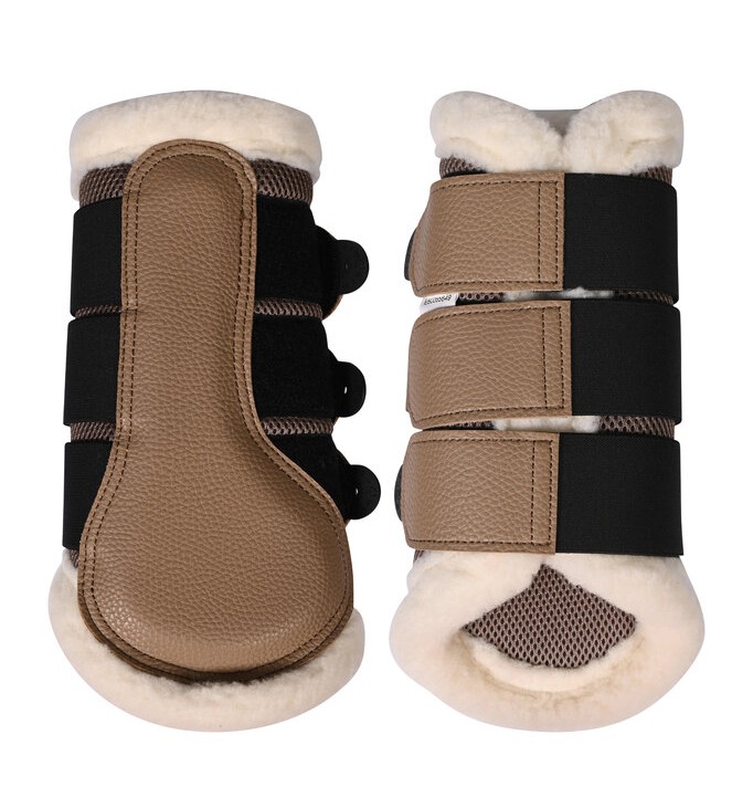 Ochraniacze dla konia HKM Comfort Premium Mesh Fur w kolorze beżowym