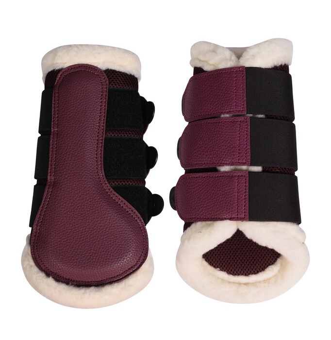 Ochraniacze dla konia HKM Comfort Premium Mesh Fur w kolorze bordowym