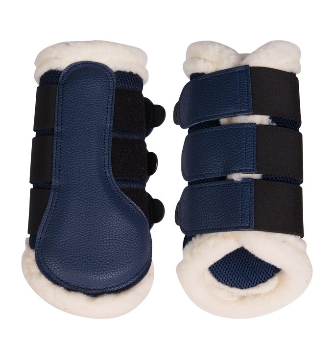 Ochraniacze dla konia HKM Comfort Premium Mesh Fur w kolorze granatowym