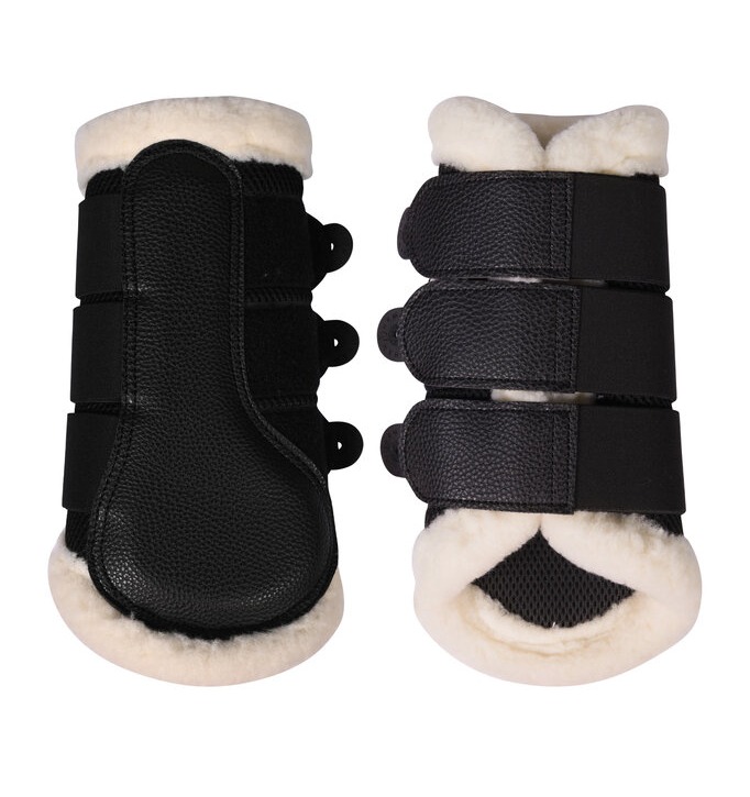 Ochraniacze dla konia HKM Comfort Premium Mesh Fur w kolorze czarnym