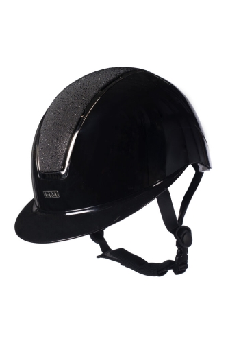 Kask jeździecki z szerokim daszkiem HKM Lady Shield Brillant w kolorze czarnym/srebrnym