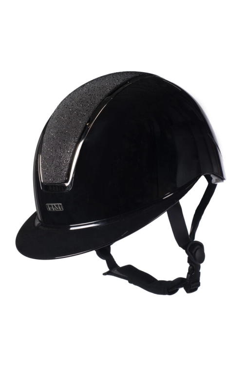 Kask jeździecki z szerokim daszkiem HKM Lady Shield Brillant w kolorze czarnym/srebrnym
