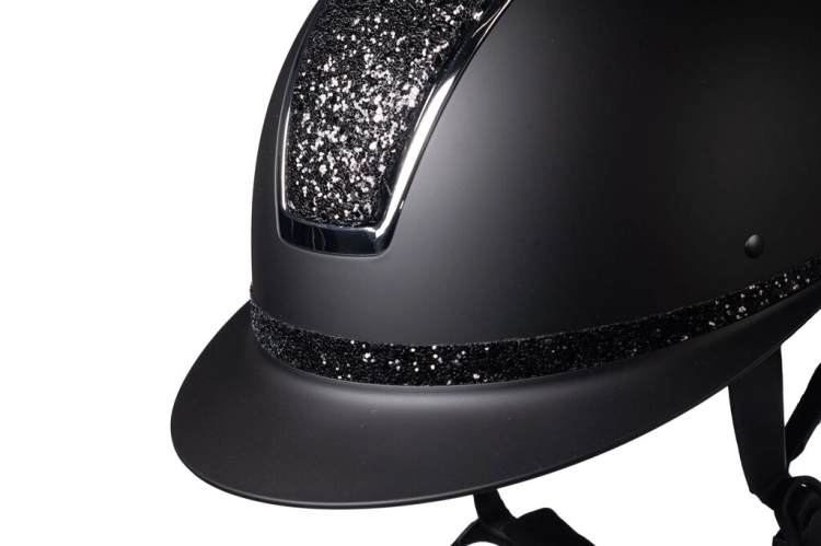 Kask jeździecki HKM Lady Shield Elegant w kolorze czarno-srebrnym