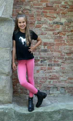 Legginsy do jazdy konnej dziecięce HKM Junior Maui w kolorze różowym