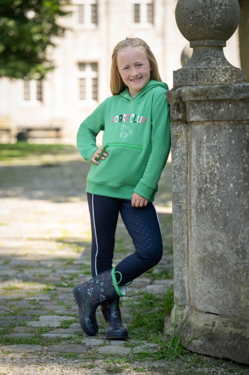 Spodnie do jazdy konnej dziecięce HKM Junior Maui w kolorze granatowym.jpg