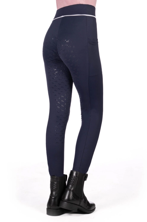 Legginsy jeździeckie dziecięce HKM Junior Maui w kolorze granatowym