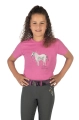 T-shirt jeździecki dziecięcy HKM Junior Sparkle w kolorze różowym