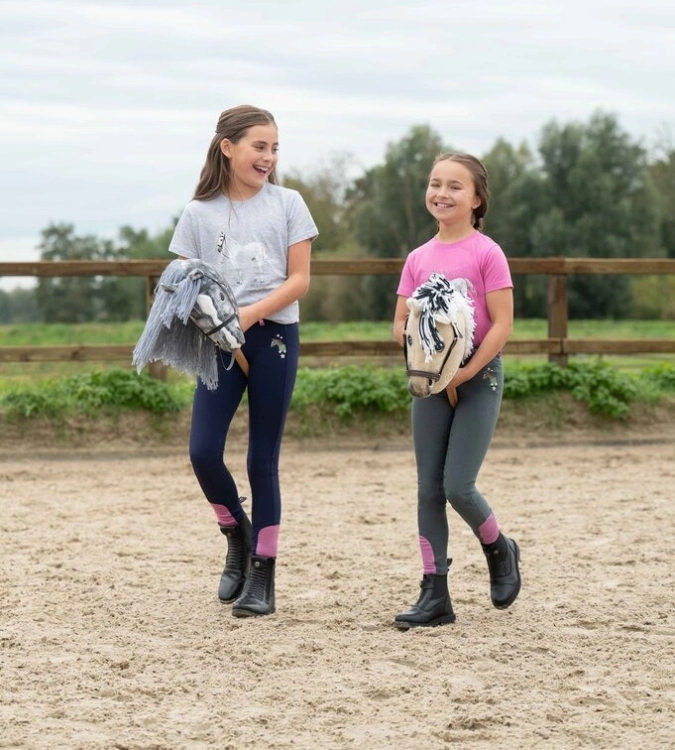 Bluzka jeździecka HKM Junior Sparkle w kolorze różowym i szarym