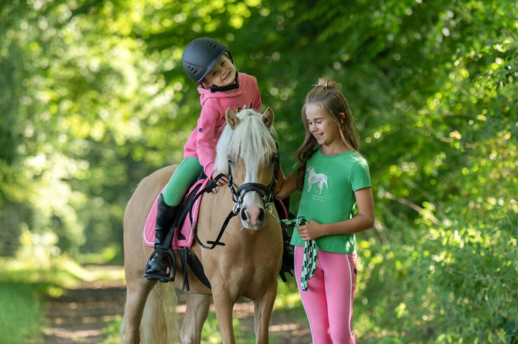 Koszulka jeździecka dziecięca HKM Junior Sparkle w kolorze zielonym