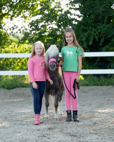 Koszulka dziecięca z koniem HKM Junior Sparkle w kolorze zielonym