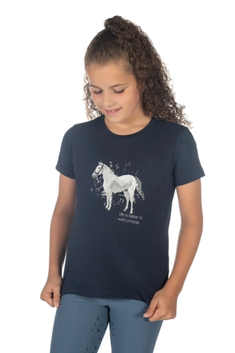 Bluzka z koniem dla dziecka HKM Junior Sparkle w kolorze granatowym
