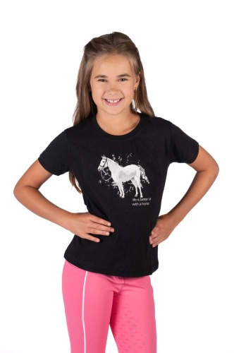 Bluzka z koniem dla dziecka HKM Junior Sparkle w kolorze czarnym