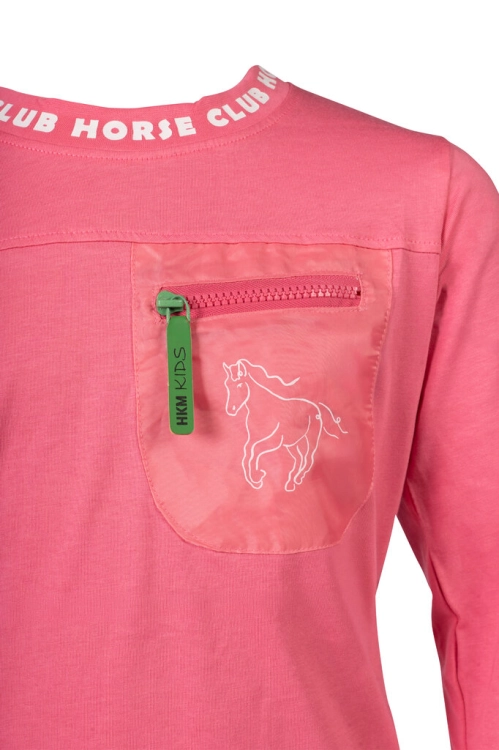 Bluzka dziecięca z koniem HKM Junior Maui Longsleeve w kolorze różowym