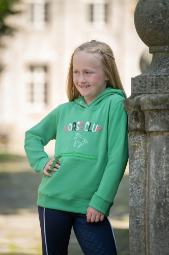 Bluza jeździecka dziecięca z kapturem HKM Junior Maui w kolorze zielonym