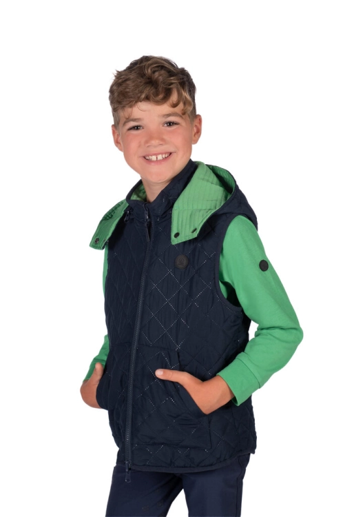 Dwustronna kamizelka jeździecka dla dziecka HKM Junior Maui w kolorze granatowo-zielonym