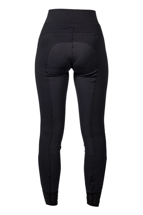 Legginsy jeździeckie HKM Tammy w kolorze czarnym widoczne z przodu