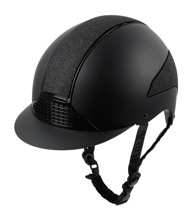 Kask jeździecki z wąskim daszkiem Swing H24 Shine w kolorze czarnym